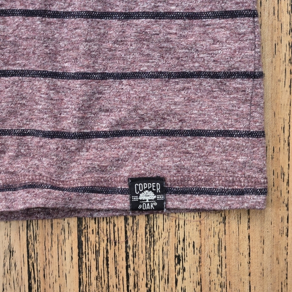 The Authentic Copper Oak Supply Mens‎ Purple And Black Striped XL Quarter Button - Picture 2 of 15